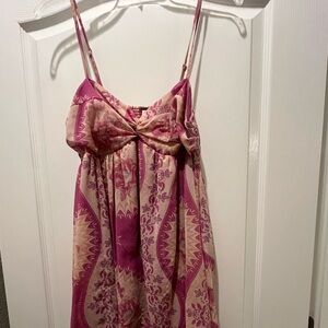 Free People Pink and Cream Paisley Mini Dress